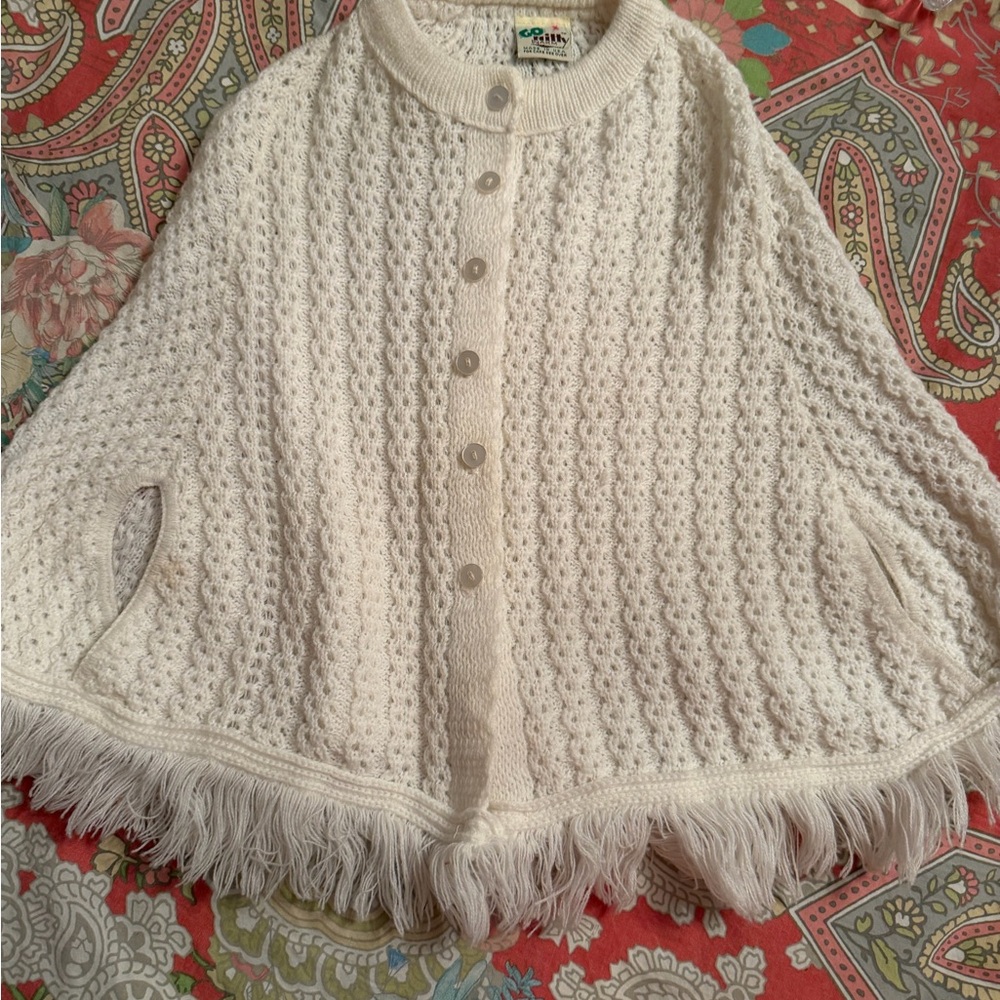 Elegant White Button-Up Sweater Cape